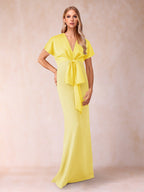 Kerensa Yellow front view wedding guest dress
