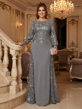 Una June Grey front view mother of the bride dress