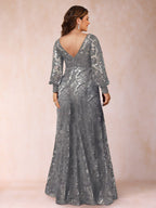 Una June Grey back view mother of the bride dress