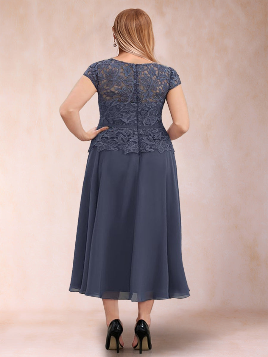 Carmen Mae Dusty Blue back view mother of the bride dress