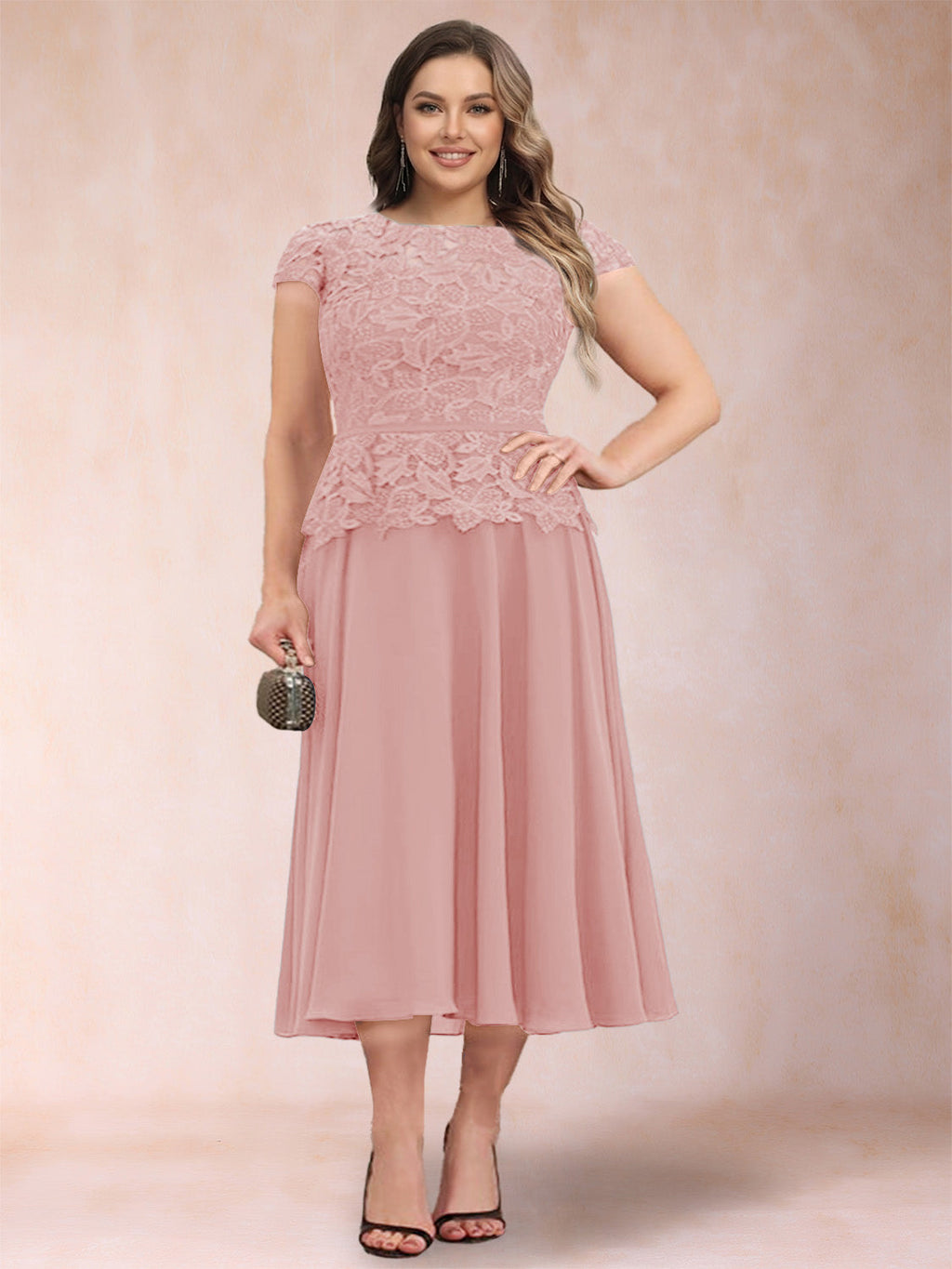 Carmen Mae Dusty Rose back view mother of the bride dress