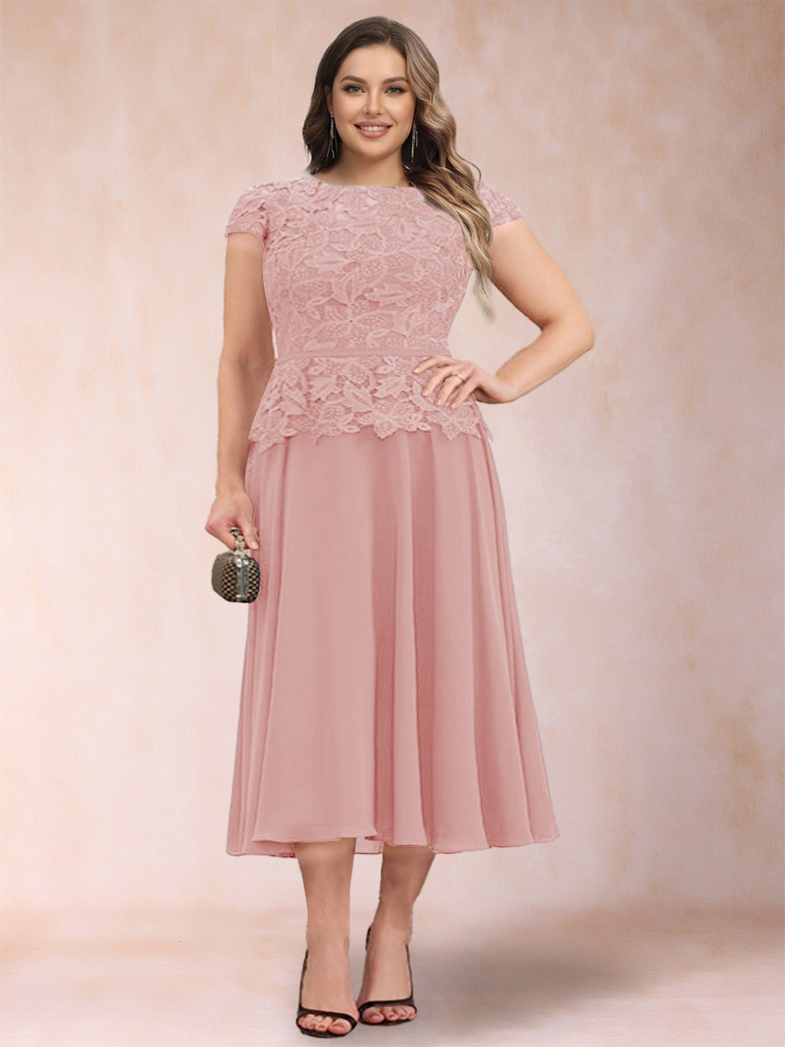 Carmen Mae Dusty Rose back view mother of the bride dress