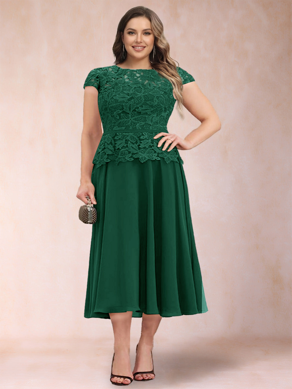 Carmen Mae Emerald front view mother of the bride dress