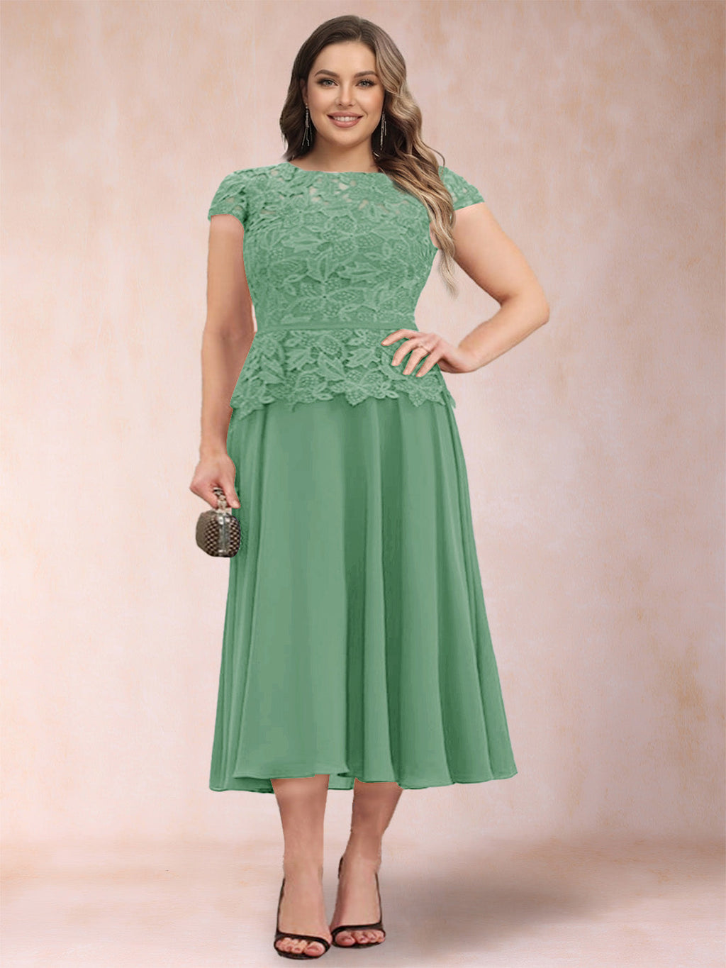 Carmen Mae Eucalyptus front view mother of the bride dress