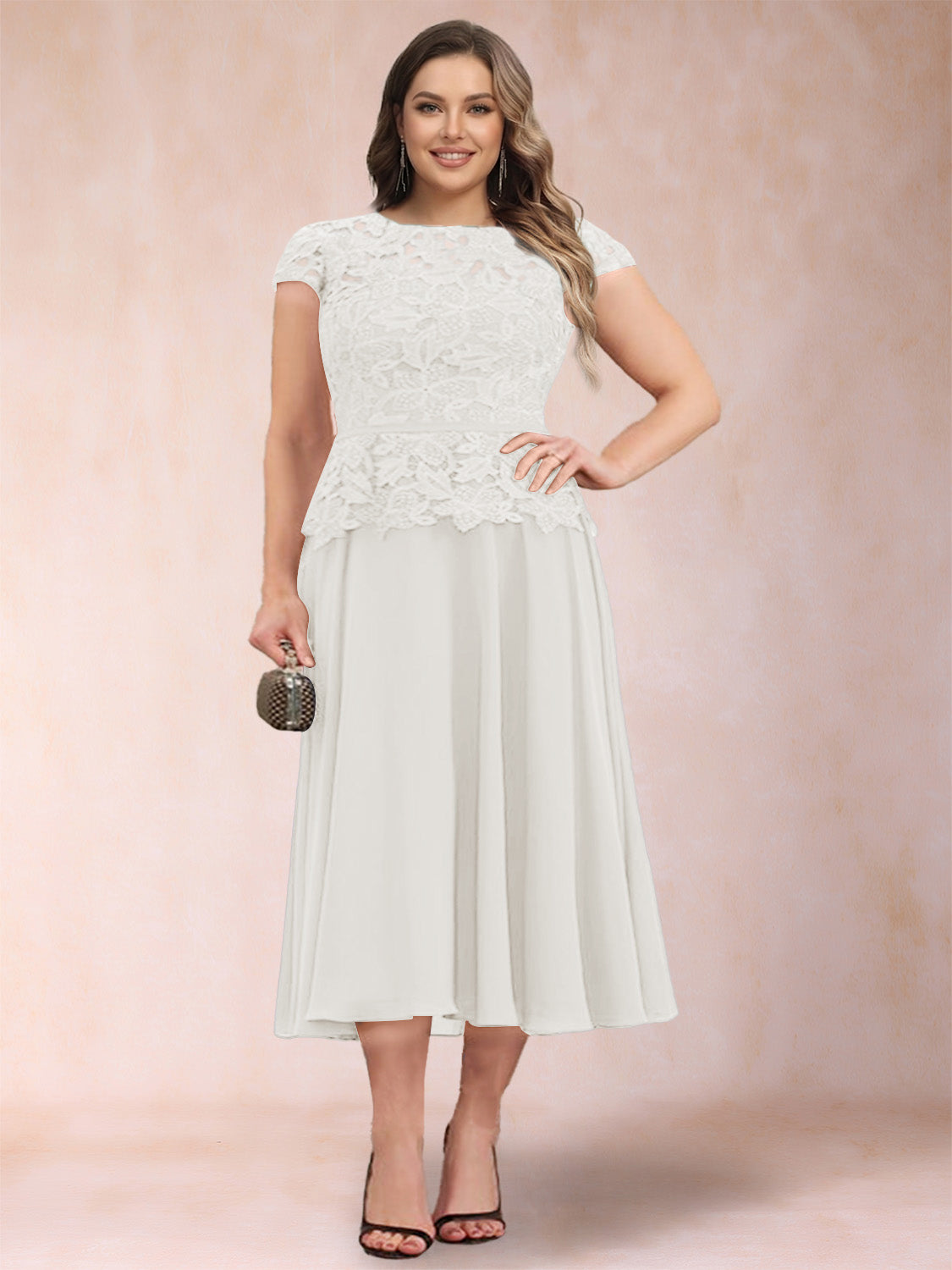 Carmen Mae Ivory back view mother of the bride dress
