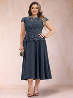Carmen Mae Navy Blue front view mother of the bride dress