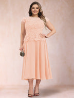 Carmen Mae Peach front view mother of the bride dress
