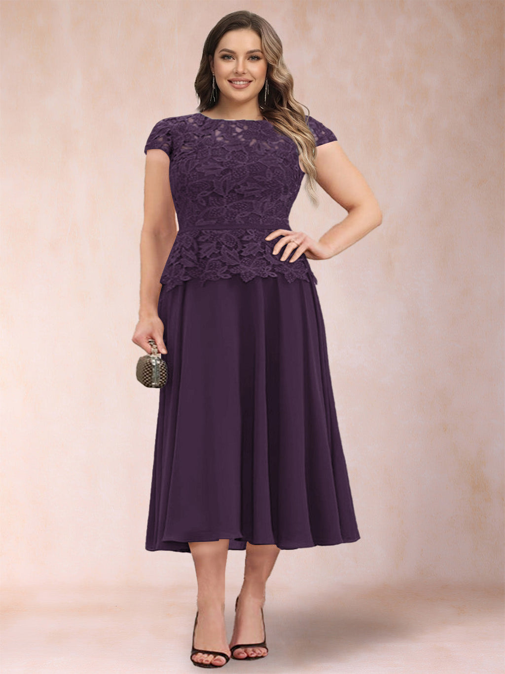 Carmen Mae Plum back view mother of the bride dress