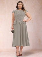 Carmen Mae Taupe front view mother of the bride dress