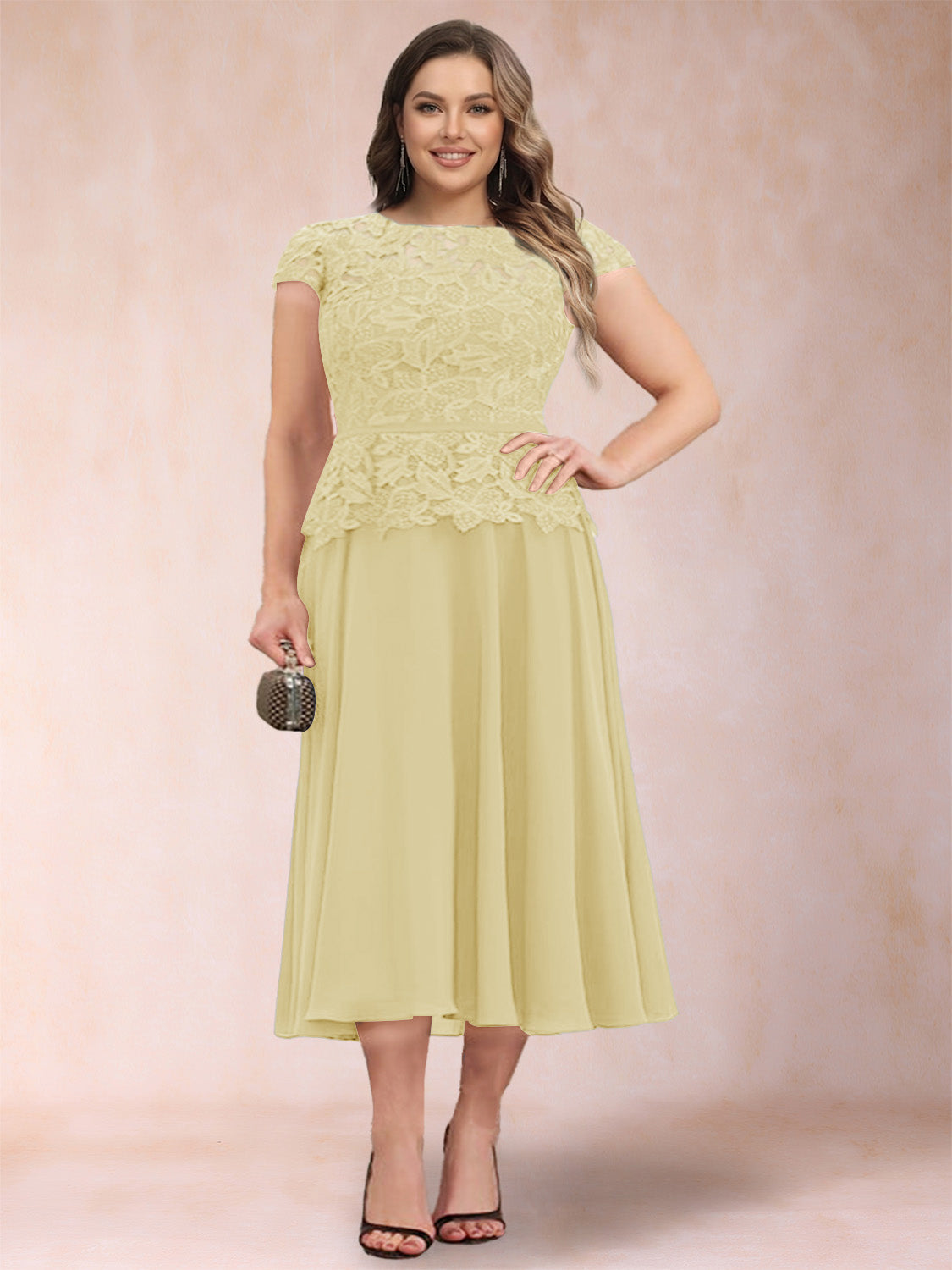 Carmen Mae Yellow front view mother of the bride dress