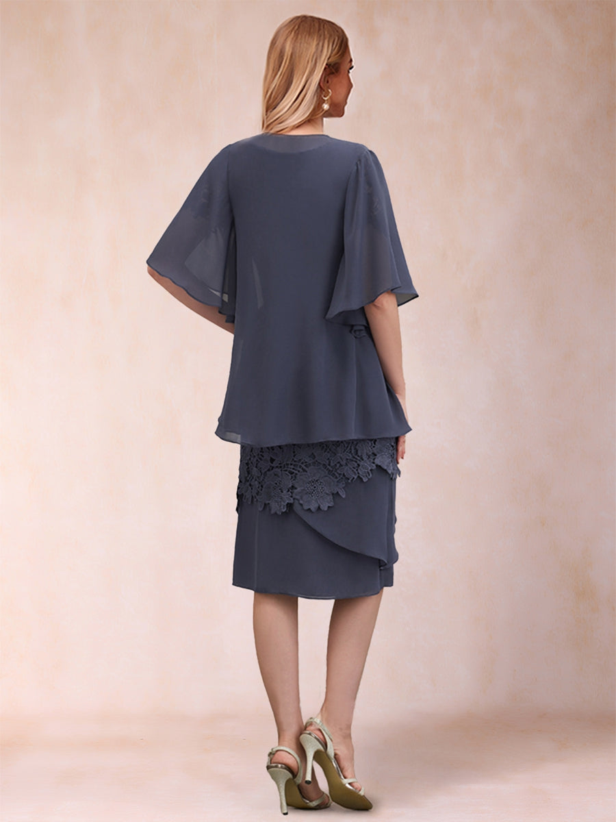 Marcella Dusty Blue back view wedding guest dress