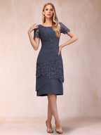 Marcella Dusty Blue side view wedding guest dress