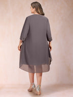 Paula Mae Steel Blue back view mother of the bride dress