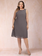 Paula Mae Steel Blue side view mother of the bride dress