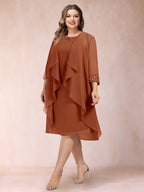 Paula Mae Burnt Orange front view mother of the bride dress