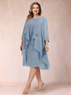 Paula Mae Dusty Blue back view mother of the bride dress