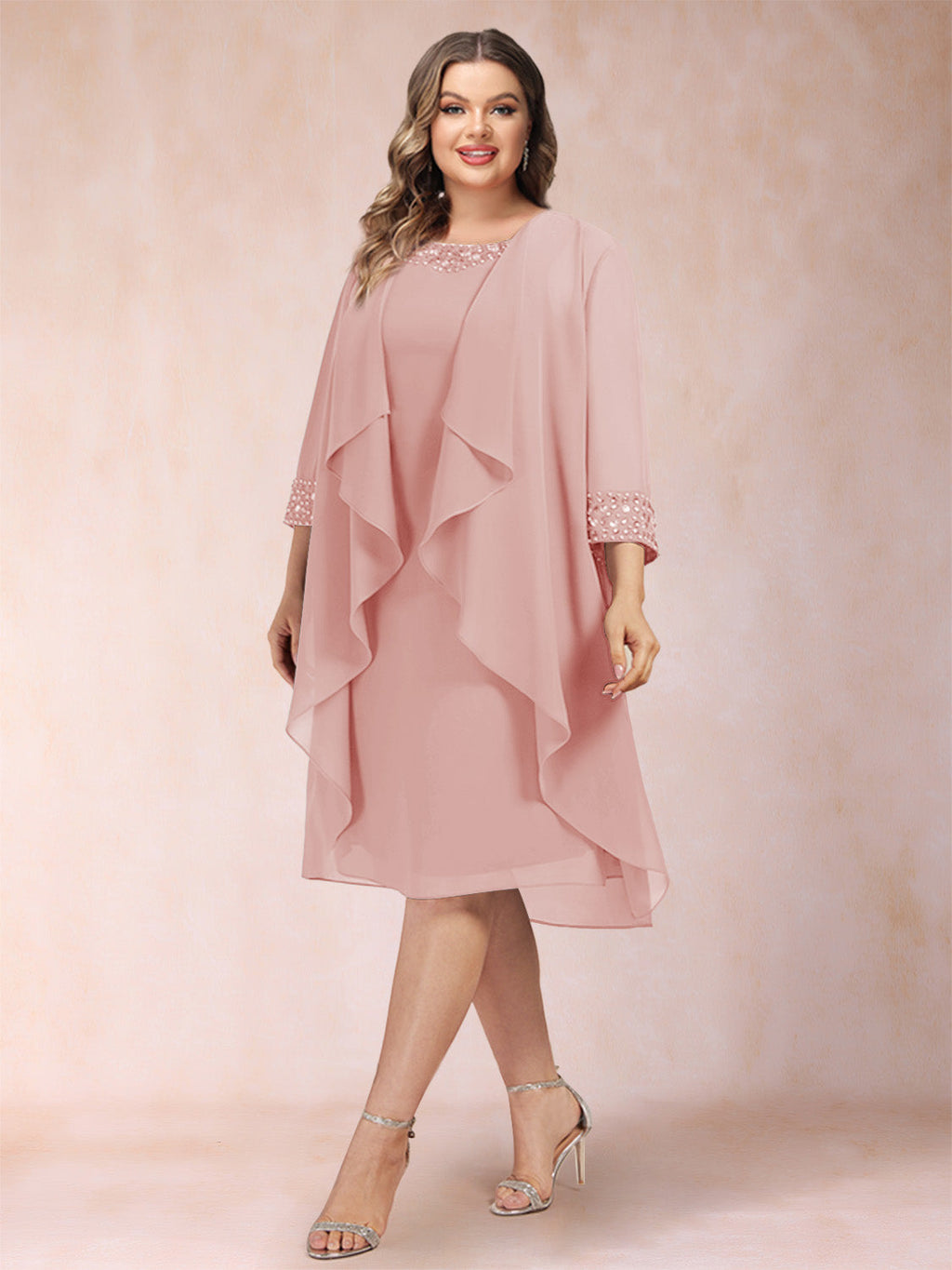 Paula Mae Dusty Rose back view mother of the bride dress