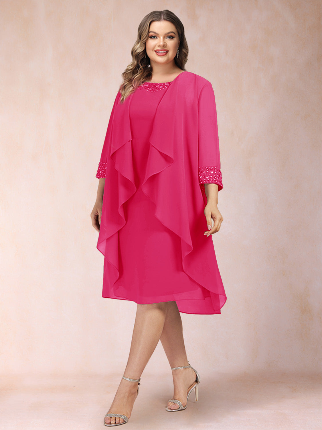 Paula Mae Fuchsia back view mother of the bride dress