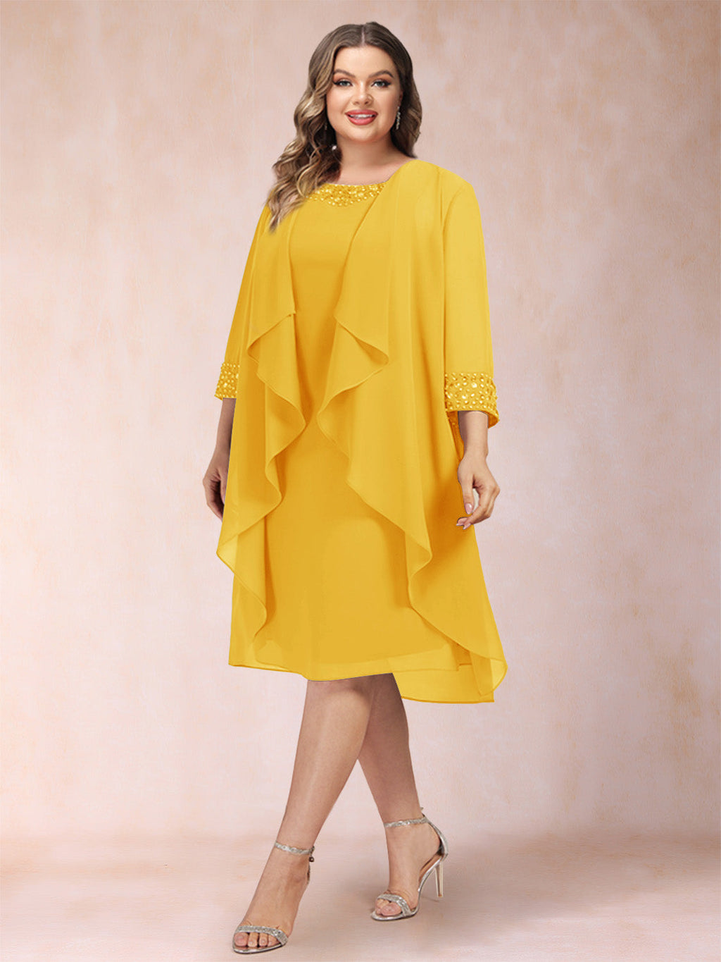 Paula Mae Gold front view mother of the bride dress