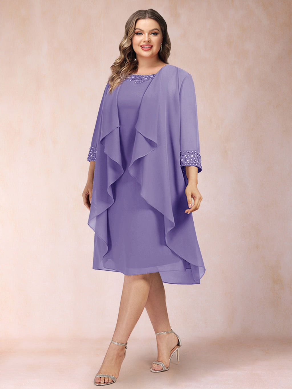 Paula Mae Lilac front view mother of the bride dress