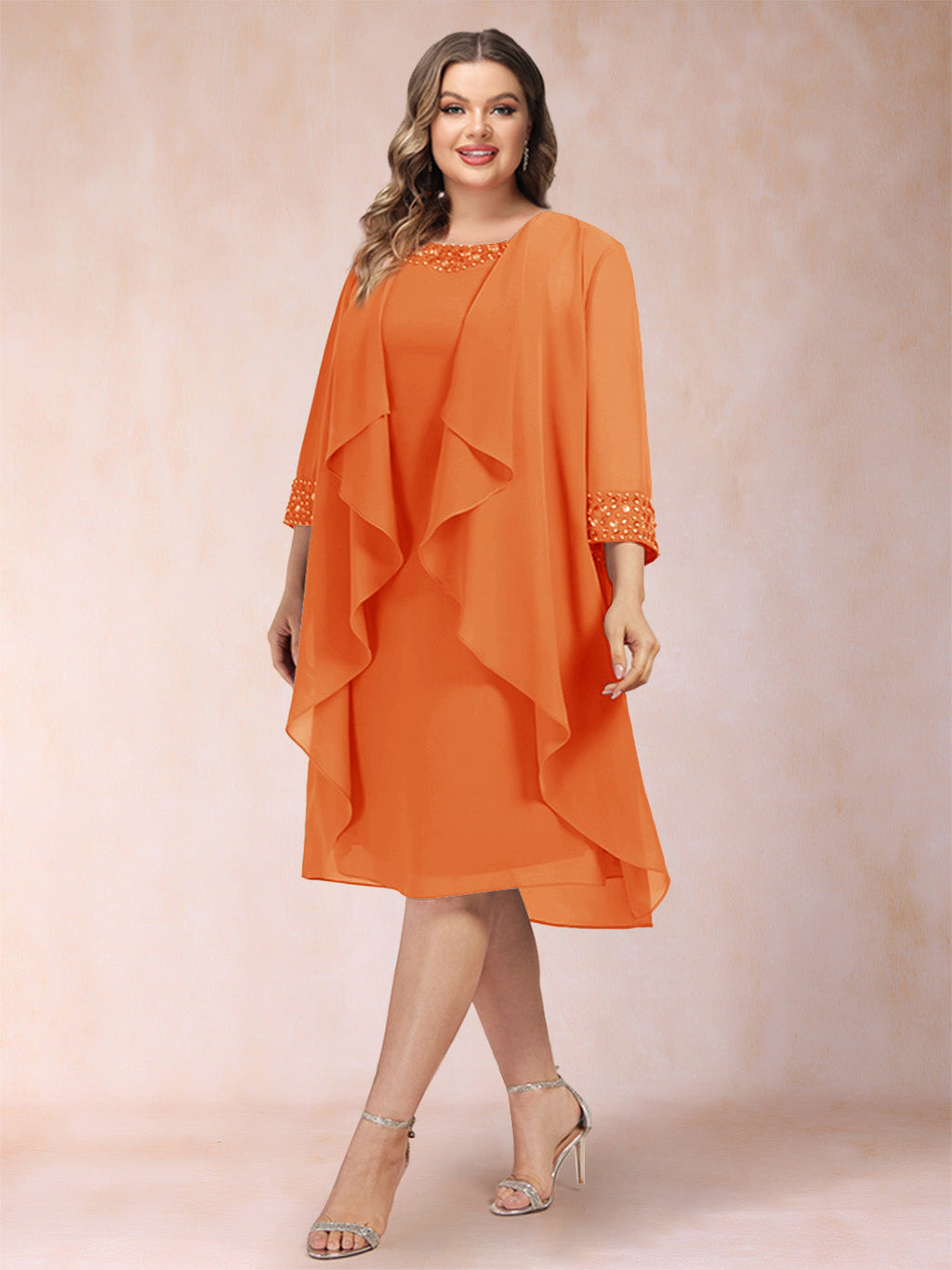 Paula Mae Orange front view mother of the bride dress