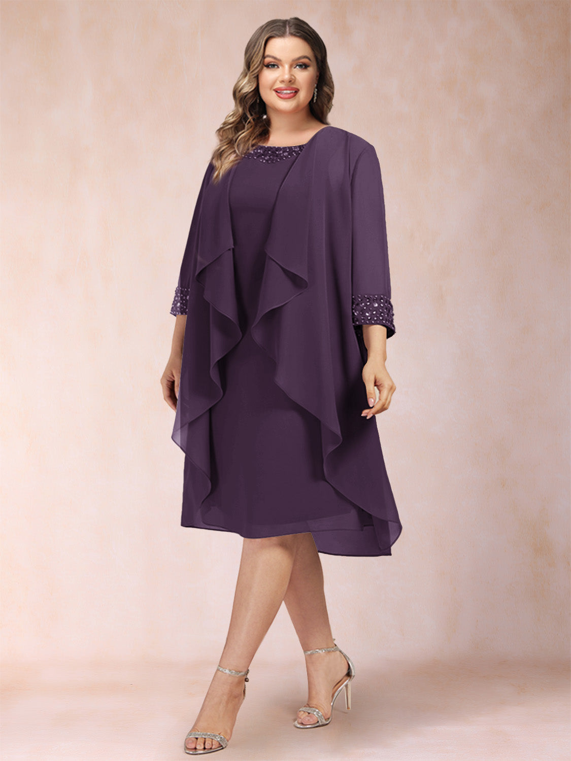 Paula Mae Plum back view mother of the bride dress