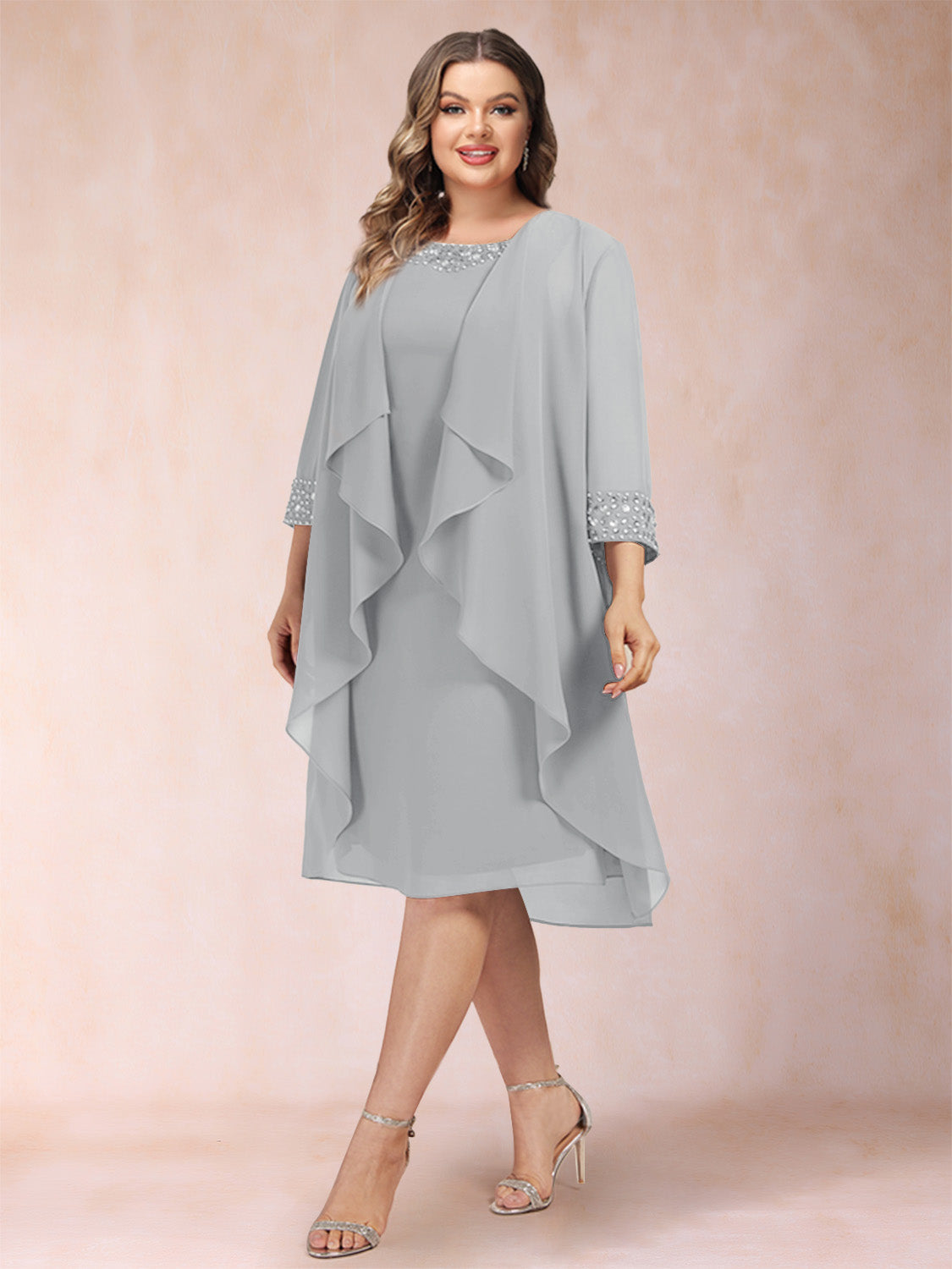 Paula Mae Silver front view mother of the bride dress