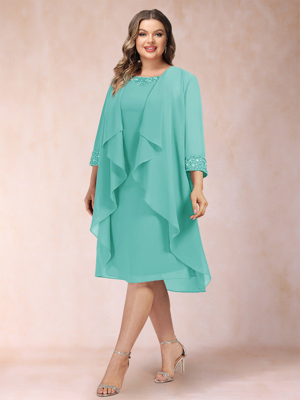 Paula Mae Pool Blue back view mother of the bride dress