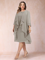 Paula Mae Taupe front view mother of the bride dress