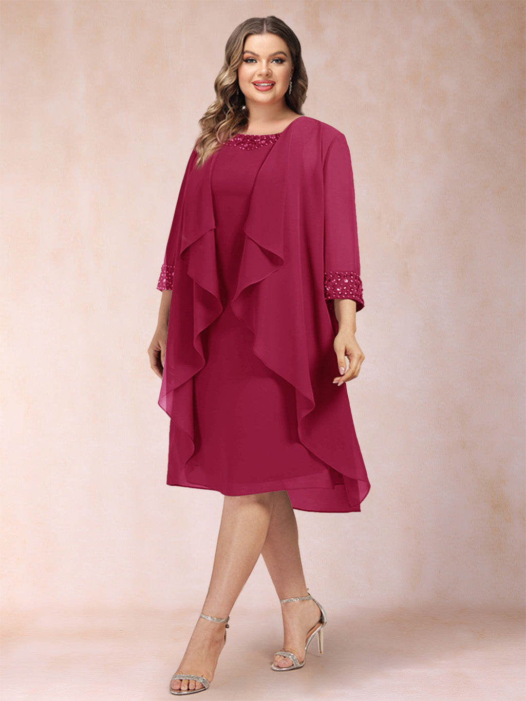 Paula Mae Burgundy side view mother of the bride dress
