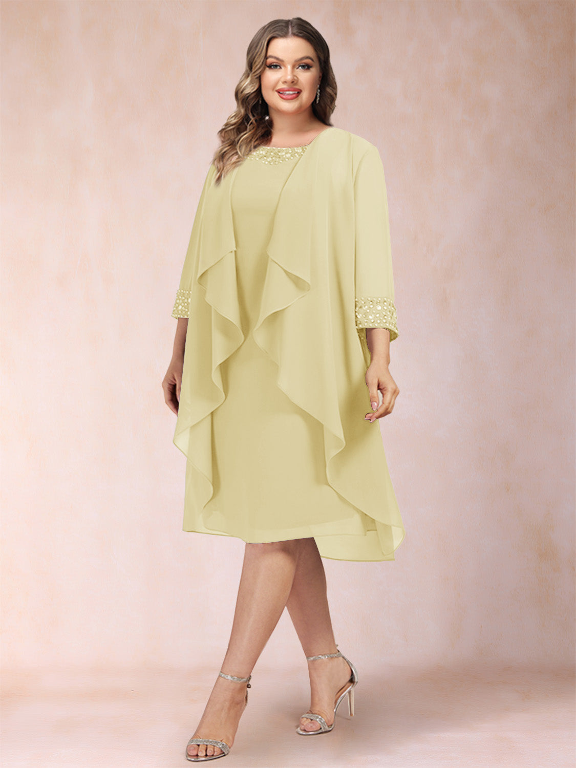 Paula Mae Yellow front view mother of the bride dress