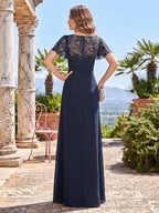 Julia June Royal Blue back view mother of the bride dress