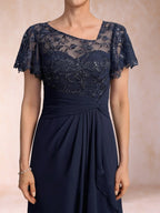 Julia June Royal Blue fabric detail mother of the bride dress