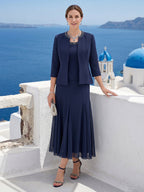 Estelle royal blue hem detail mother of the bride dress