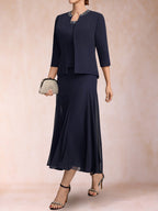Brielle Solene Royal Blue fabric detail mother of the bride dress