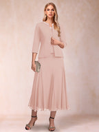 Brielle Solene Blush front view mother of the bride dress