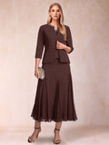 Brielle Solene Brown front view mother of the bride dress