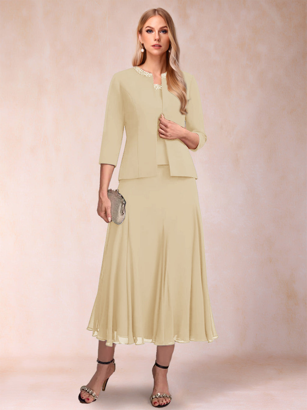 Jessamine Champagne back view wedding guest dress