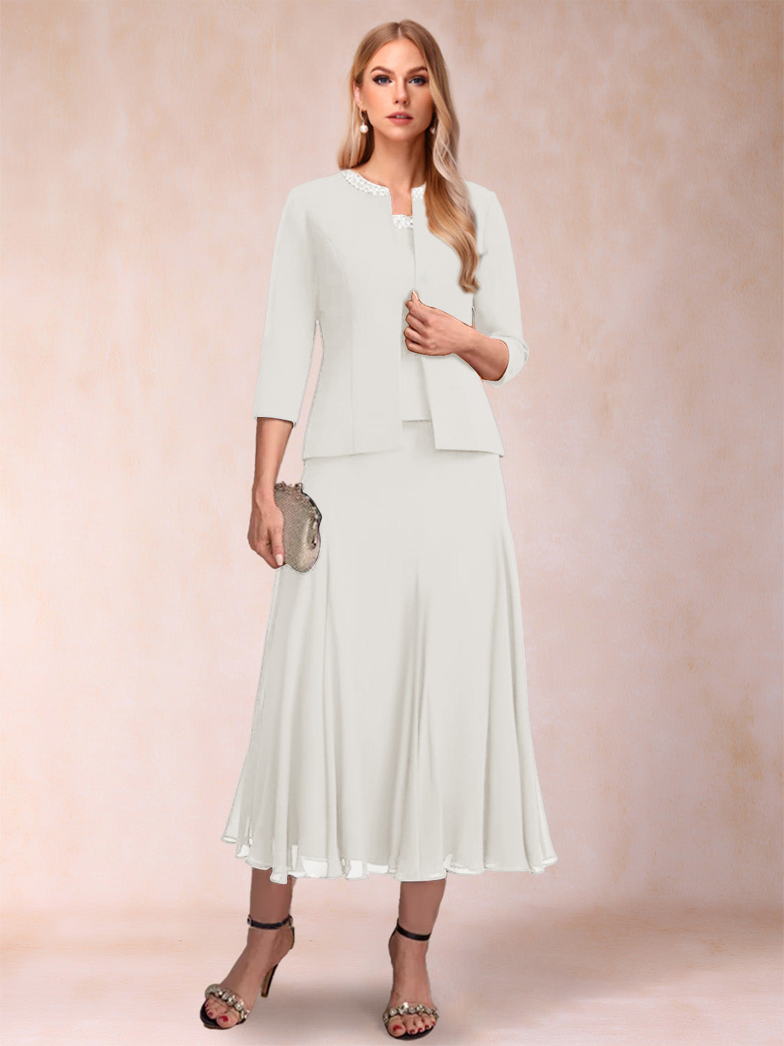 Brielle Solene Ivory back view mother of the bride dress