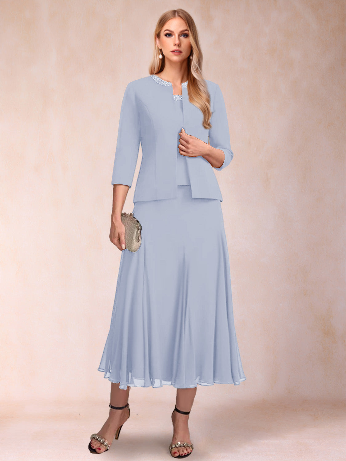 Brielle Solene Lavender front view mother of the bride dress