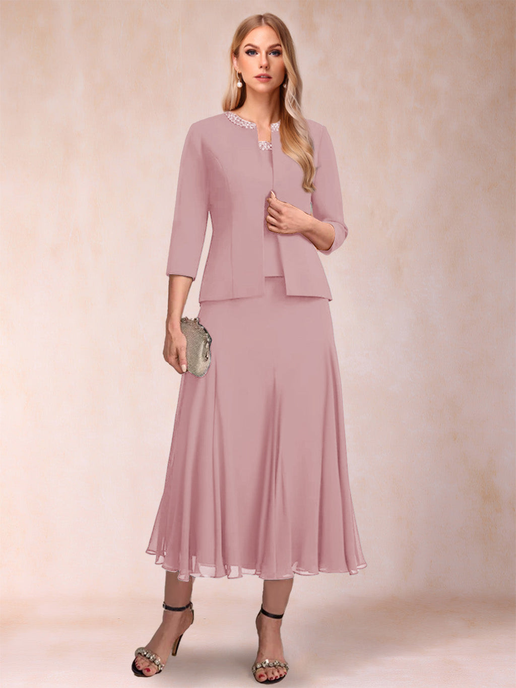 Brielle Solene Mauve front view mother of the bride dress