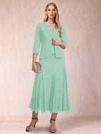 Estelle mint green front view mother of the bride dress