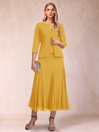 Jessamine Gold front view wedding guest dress