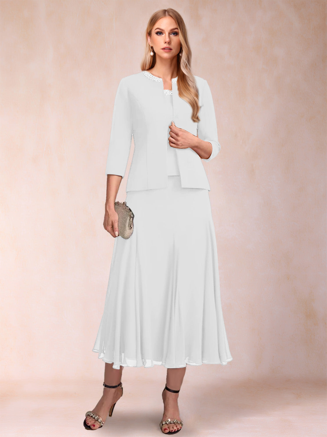 Estelle ivory front view mother of the bride dress