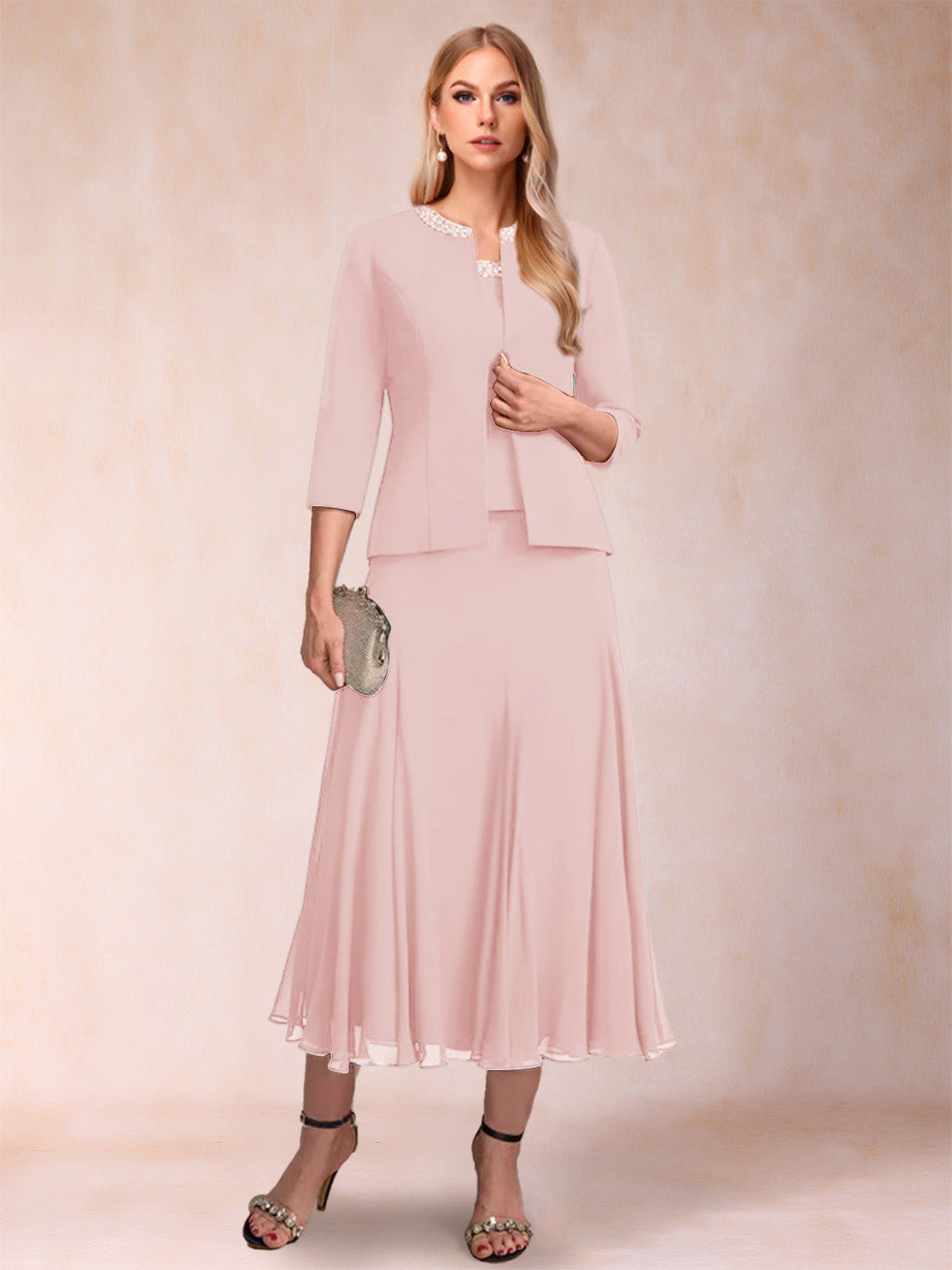 Estelle pearl pink alternate front view 2 mother of the bride dress