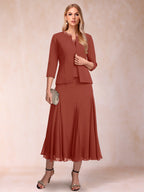 Estelle rust front view mother of the bride dress