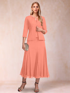 Estelle coral alternate front view 2 mother of the bride dress