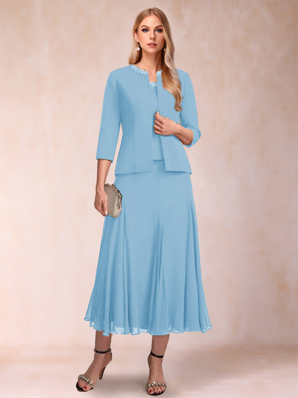 Jessamine Sky Blue side view wedding guest dress