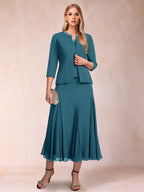 Jessamine Teal front view wedding guest dress