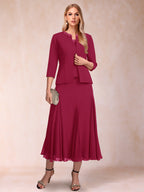 Brielle Solene Burgundy back view mother of the bride dress